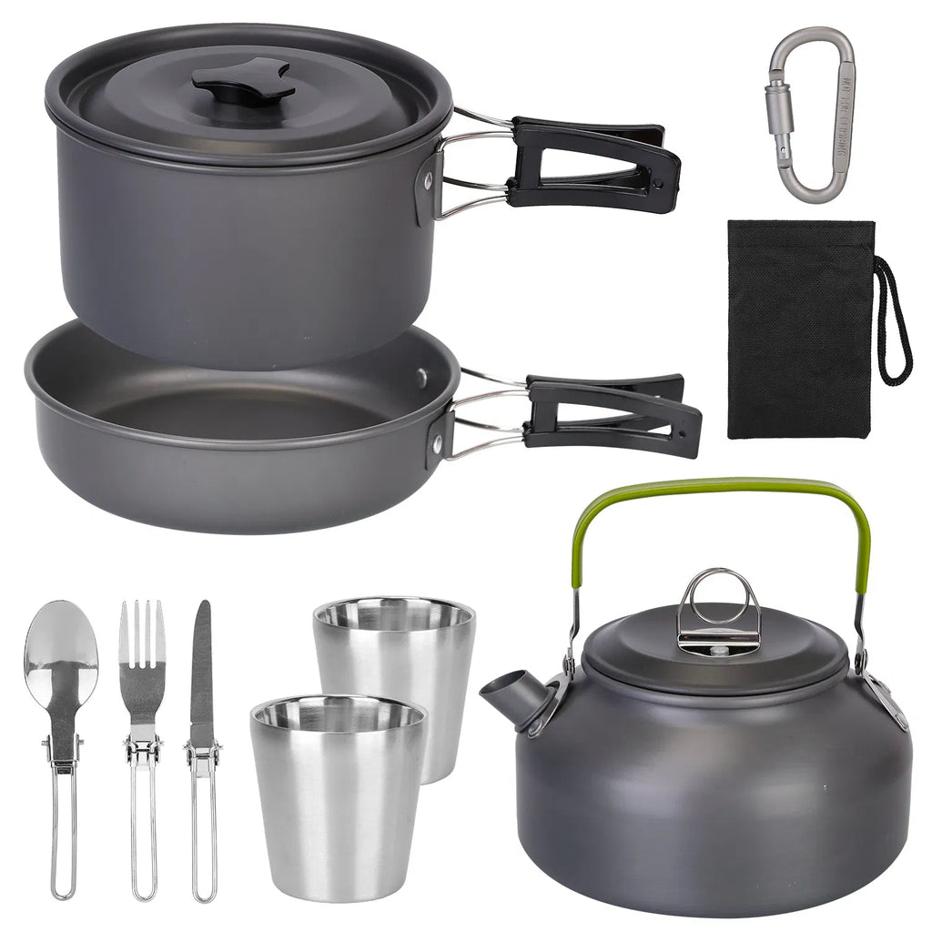 12Pcs Camping Cookware Set Camping Stove Aluminum Pot Pans Kit for Hiking - Image 5