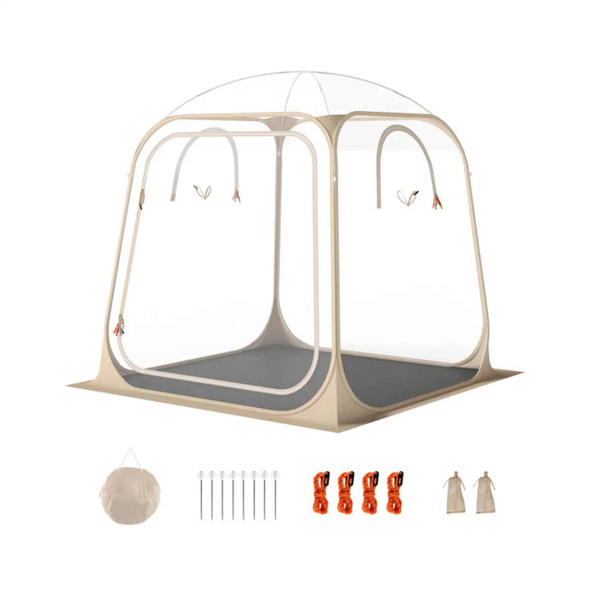 7×7FT Clear Pop Up Sports Tent Waterproof Windproof PVC Tent for 2 4 People - Image 2