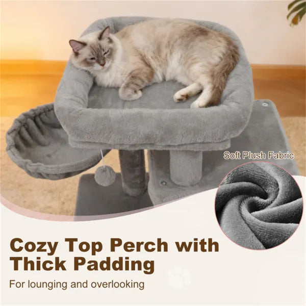 Light Gray 33.5" Multi Level Cat Tree With 2 Tier Condo Sisal Scratching Posts - Image 5