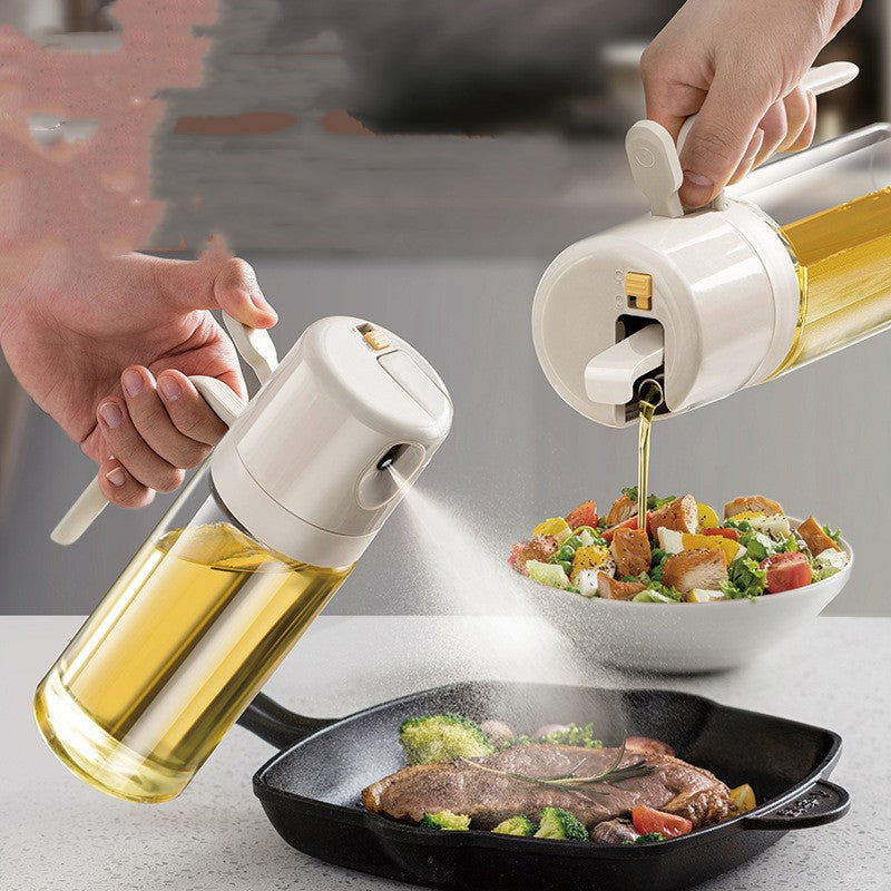 2-in-1 oil sprayer and dispenser bottle detail view