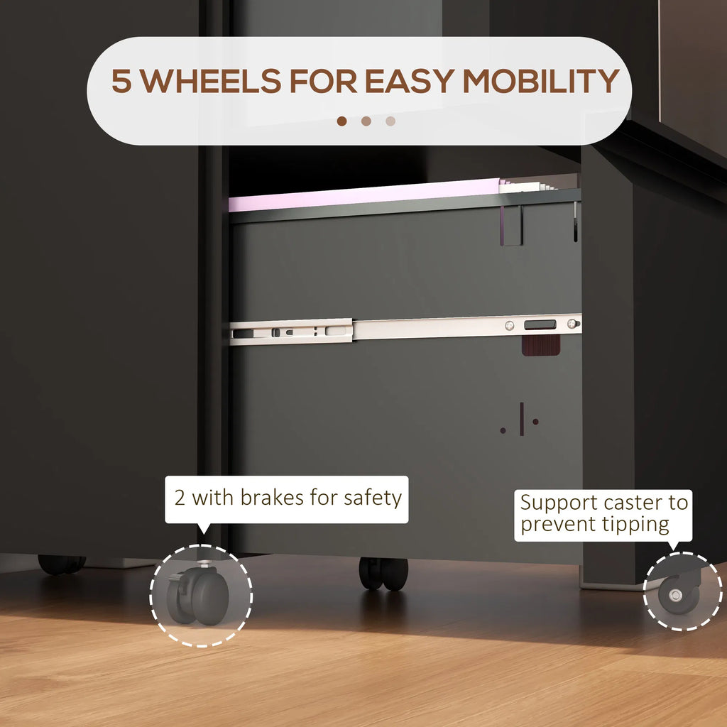 Mobile Vertical Filing Cabinet with Lock 2 Drawer Steel File Cabinet with - Image 2