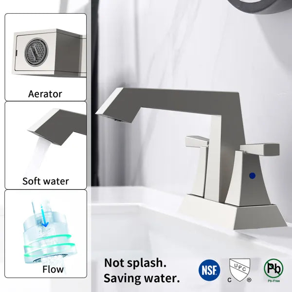 2 Handle Bathroom Sink Faucet Brushed Nickel 4 Inches Centerset Vanity Faucet 3 - Image 2