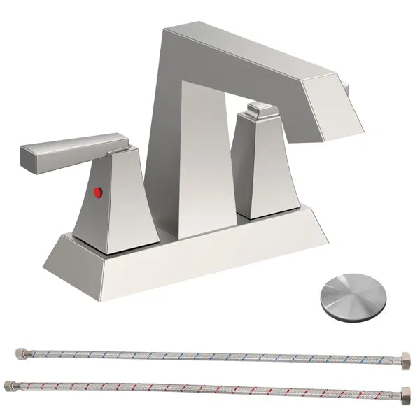 2 Handle Bathroom Sink Faucet Brushed Nickel 4 Inches Centerset Vanity Faucet 3 - Image 5