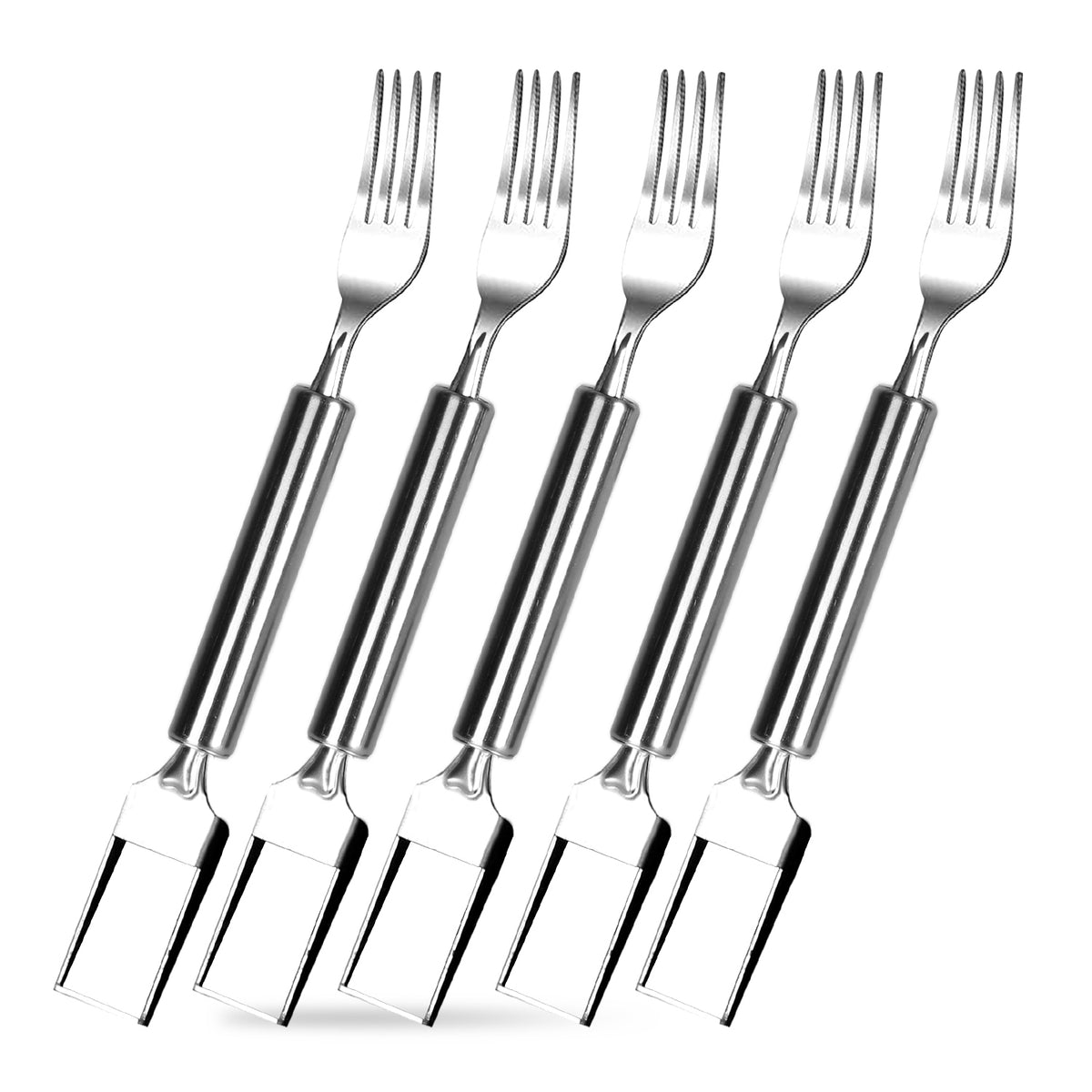5Pcs 2 In 1 Watermelon Cutter Slicer Fork Stainless Steel Dual Head Watermelon - Image 2