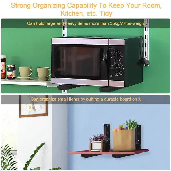 2 Pcs Microwave Brackets Adjustable Wall Mount Shelf Heavy Duty Carbon Steel - Image 4