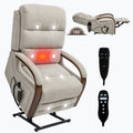Power Beige Chenille Lift Recliner Chair Dual Motor Infinite Position Up to 350