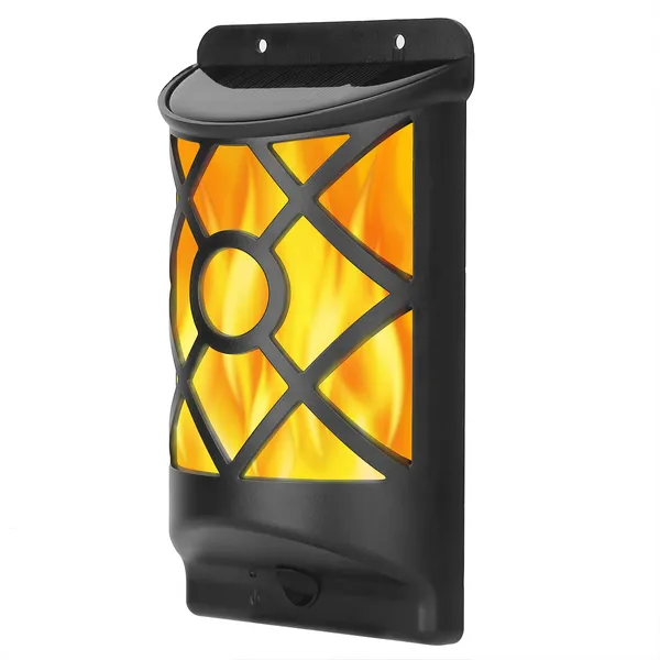 Flame Solar Lights Outdoor 96 LEDs Waterproof Flickering Flame Wall Mount Lamp