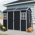 8x6ft all weather resin outdoor storage shed with heavy duty floor and dual windows in black - main view