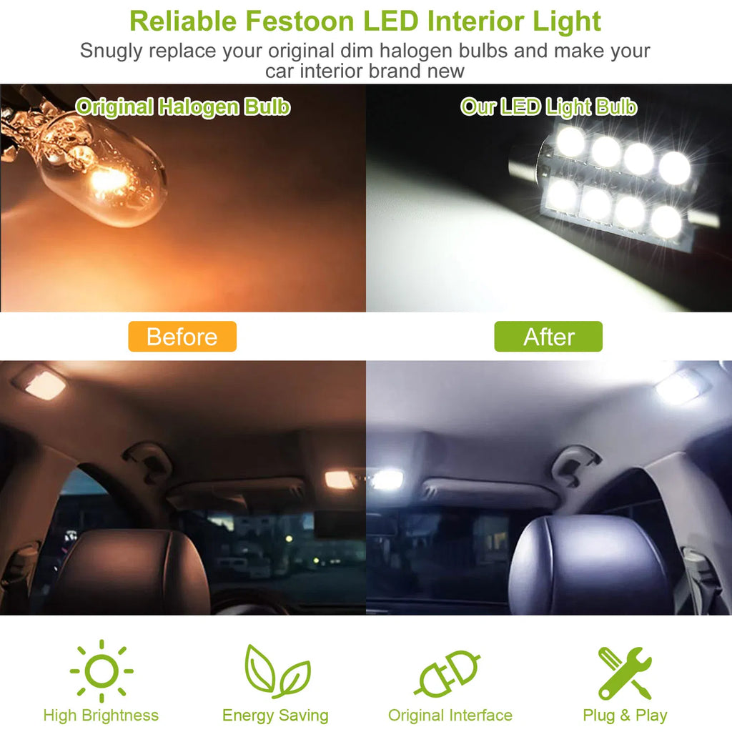 14Pcs T10 41mm Festoon LED Light Bulb Interior Dome Map LED Lights License - Image 3