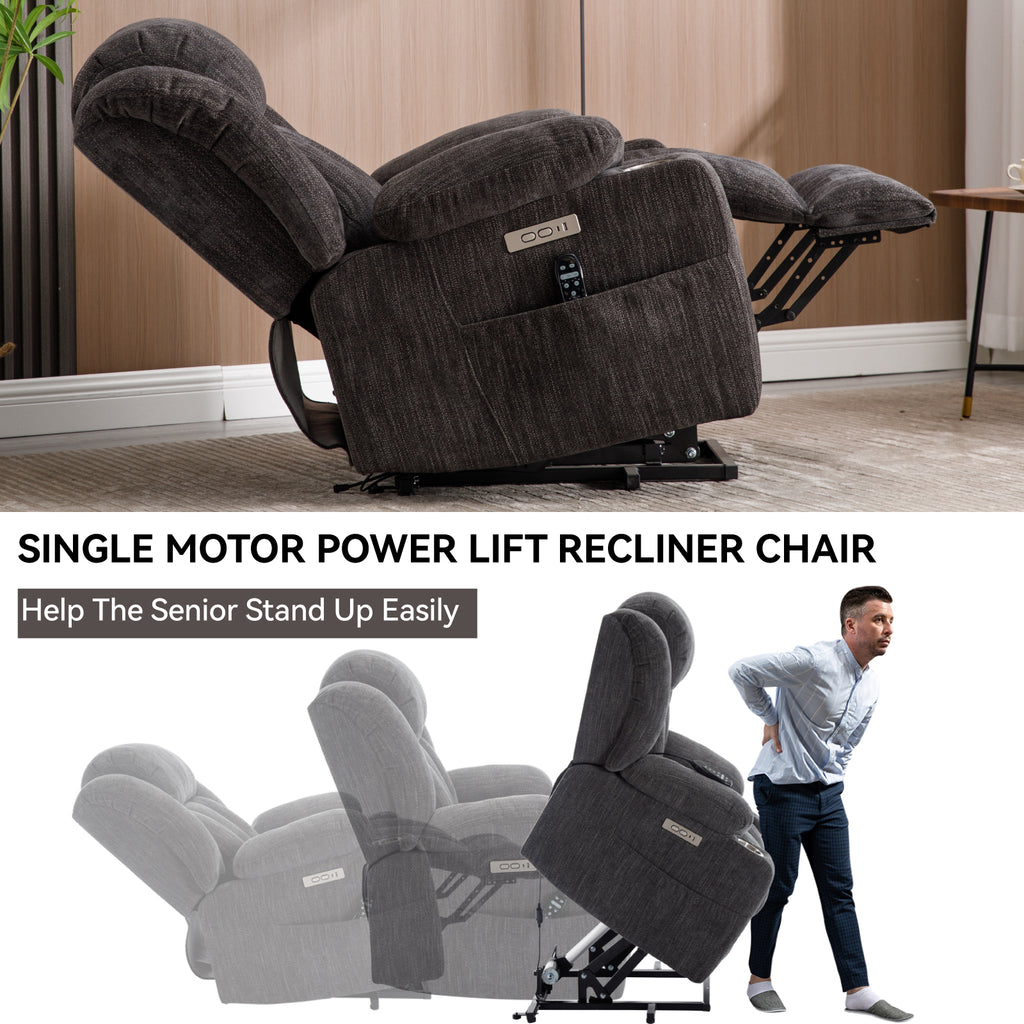 Up to 350 LBS Chenille Power Lift Recliner Chair Heavy Duty Motion Mechanism - Image 4