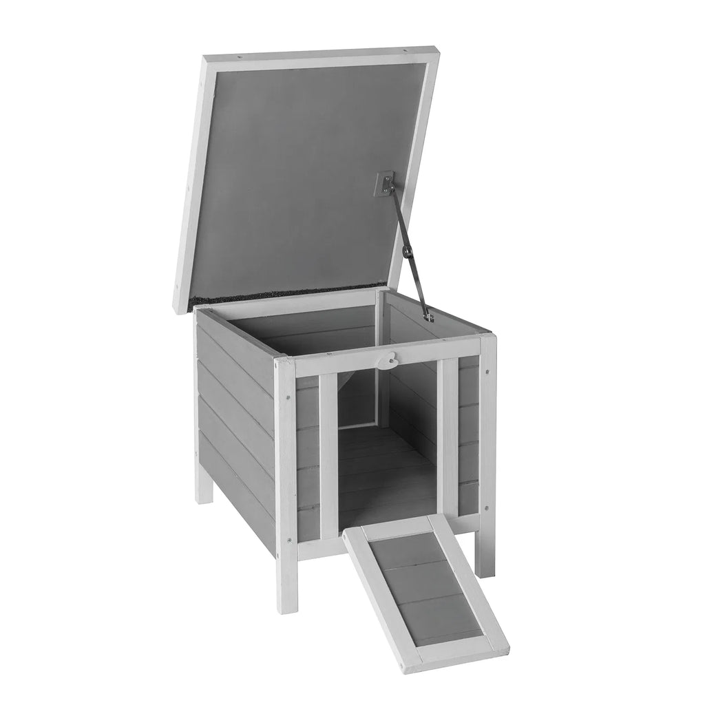 20" Wooden Waterproof Rabbit Hutch Pet Bunny Small Animal House Habitat Gray - Image 5