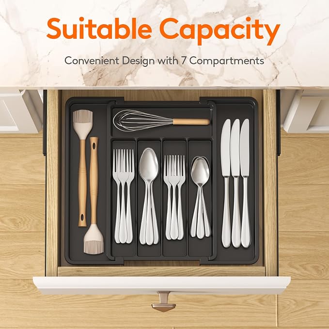 Expandable Silverware Drawer Organizer Adjustable Kitchen Utensil Tray - Dimensions and Specifications