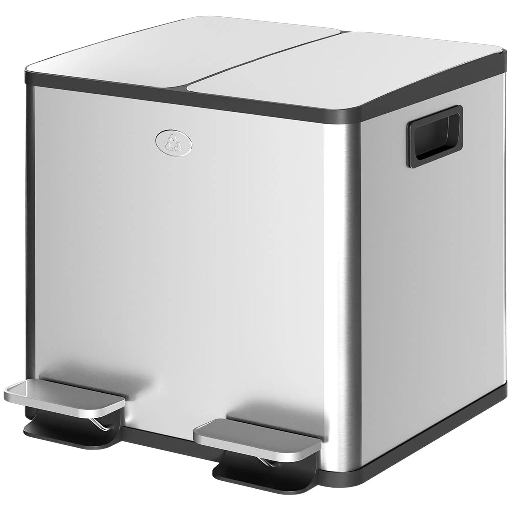 Dual Garbage Bin Soft Close Trash Can with Foot Pedal 2 x 15 Liter Garbage - Image 2