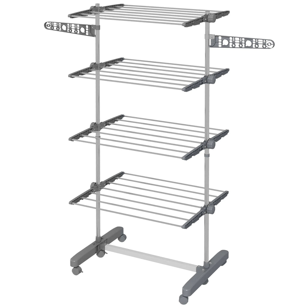 Garment Drying Rack Stainless Steel Folding Clothes Hanging Rack with Side