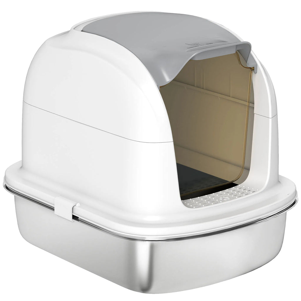 XL Stainless Steel Cat Litter Box with Lid for Big Cats Enclosed Cat Litter - Image 4