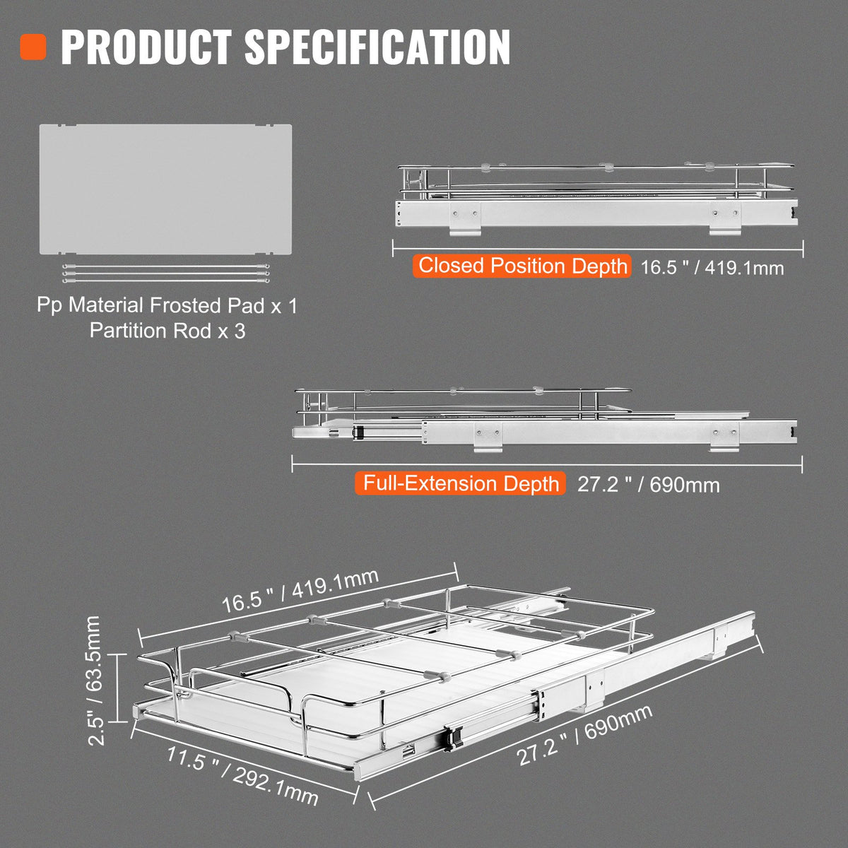 heavy-duty pull-out cabinet organizer