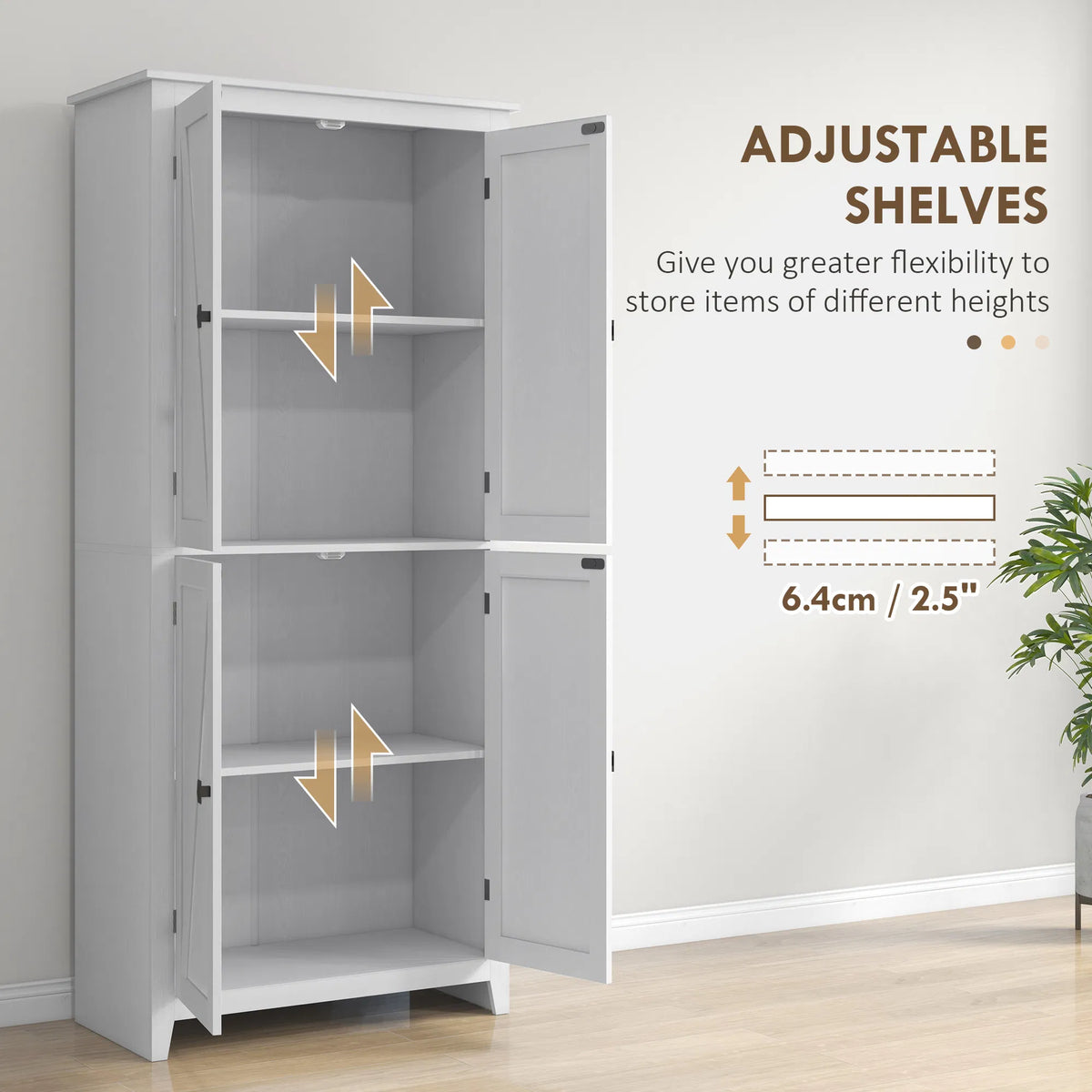 72" Freestanding Storage Cabinet Kitchen Pantry Cabinet with Doors and Shelves - Image 4
