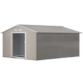 heavy duty galvanized steel garden storage shed with double locking doors in light gray - angle 9 detail