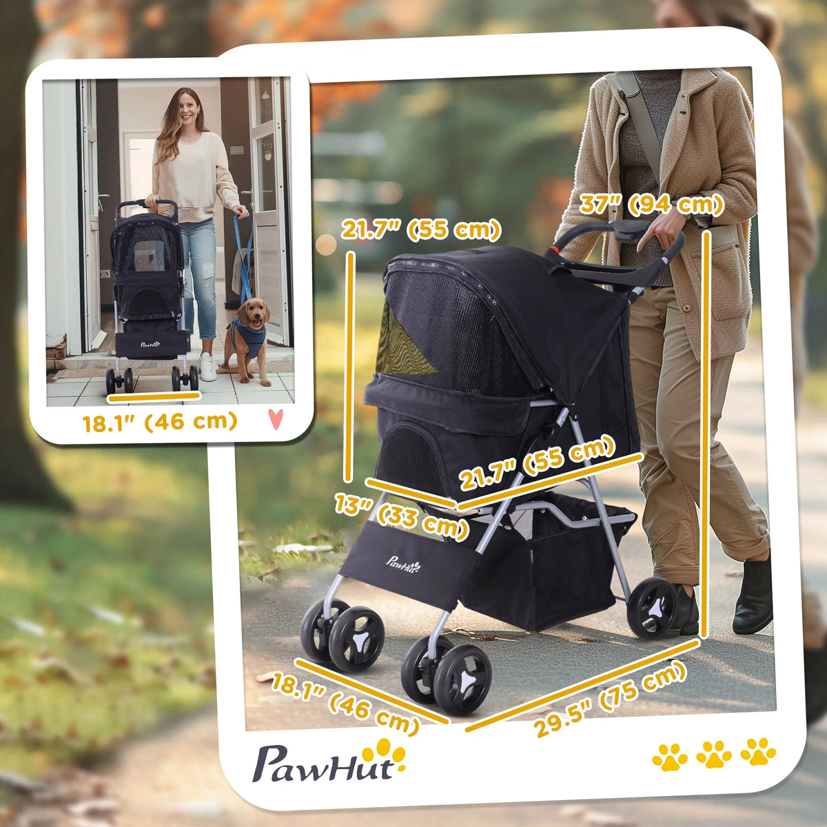 Dog Stroller One click Folding Pet Stroller with Cup Holder 4 Wheels Travel - Image 4