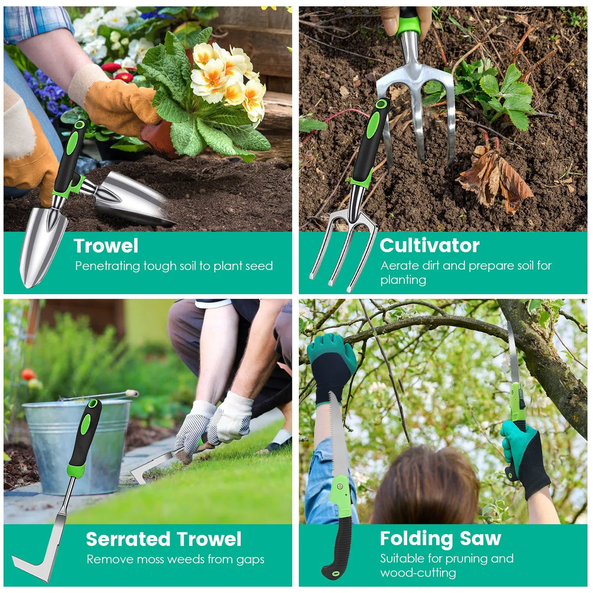 Aluminum Alloy Gardening Hand Tools 13 Piece Set Multi Function Garden Kit - Image 2