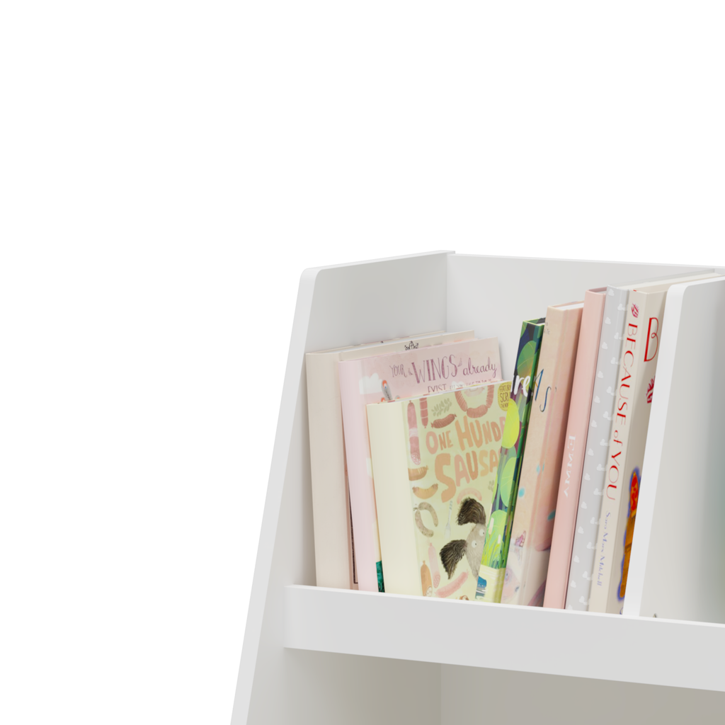 Kids Bookshelf And Toy Organizer 5 Cubbies Wooden Open Bookcase 2 Tier