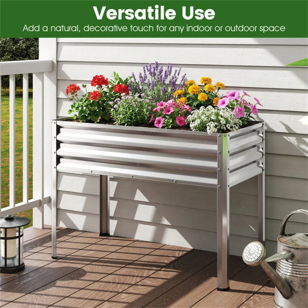 44" Elevated Raised Garden Bed with Drainage Holes 32" Ergonomic Height Metal - Image 3