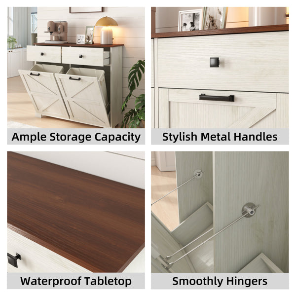 Farmhouse Double Tilt Out Trash Cabinet For 20 Gallon Cans Free Standing - Image 5