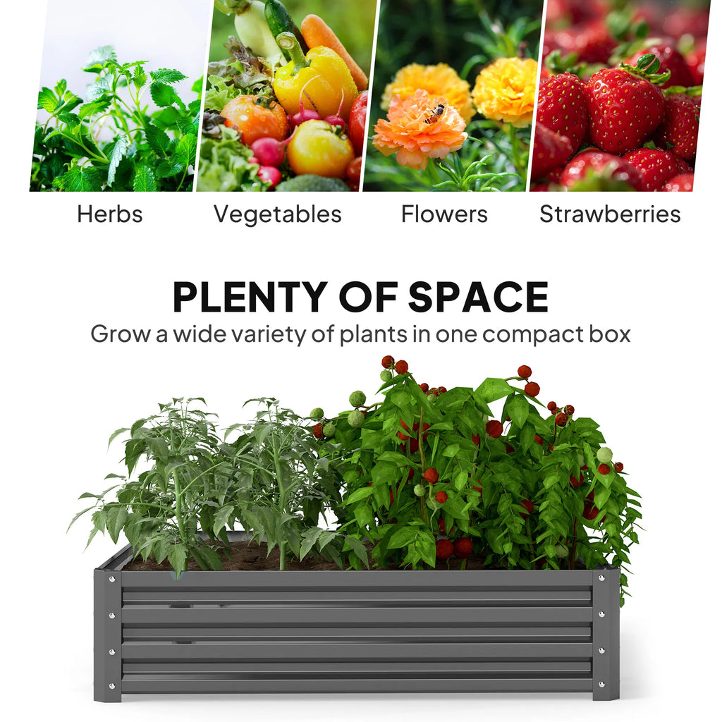 4' x 4' x 1' Raised Garden Bed Galvanized Steel Planter Box for Vegetables - Image 4