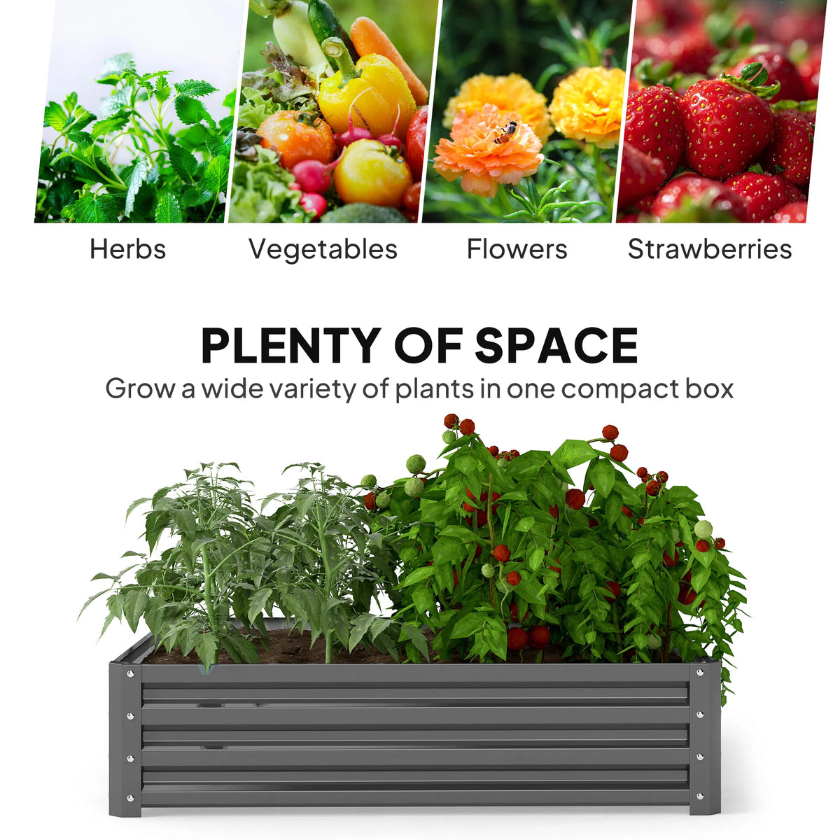 4' x 4' x 1' Raised Garden Bed Galvanized Steel Planter Box for Vegetables - Image 4