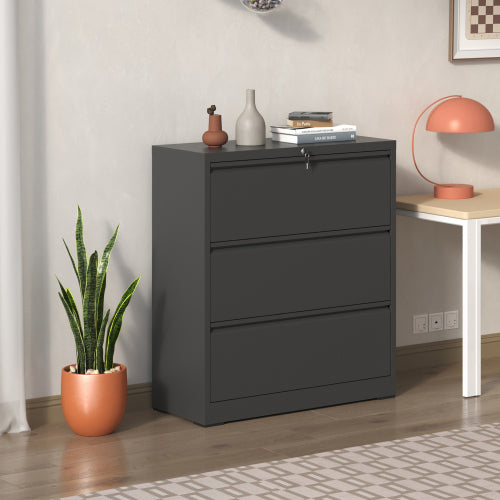 3 Drawer Lateral File Cabinet 35.4 Inch Wide Metal Filing Cabinet Locking - Image 4