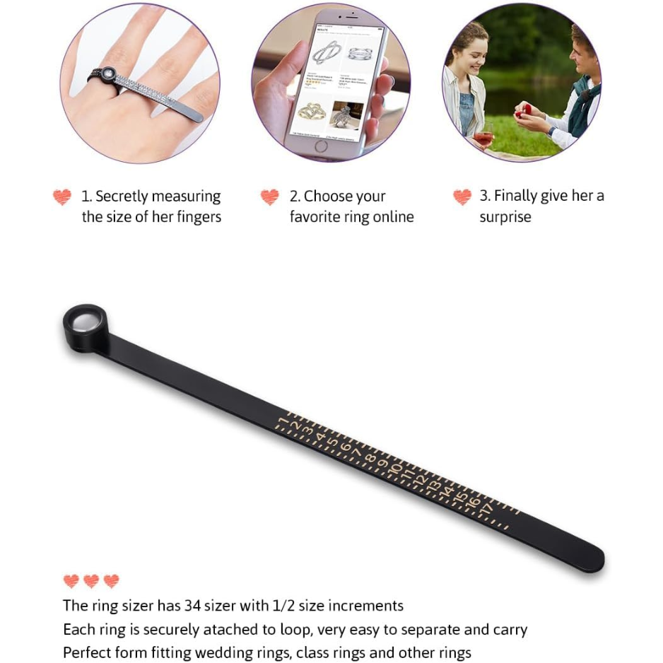 Ring Sizer Measuring Tool With Magnifier Clear And Intuitive Reading Plastic