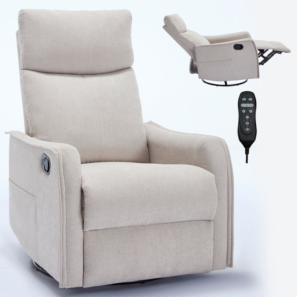 Heat Massage Manual Recliner Chair with Rocker and Swivel in Fabric for Living