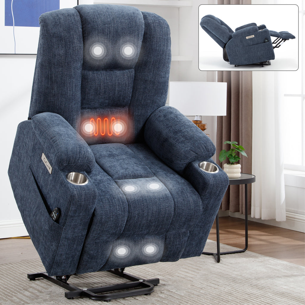 Power Lift Recliner Chair with Massage and Heat for Elderly Overstuffed Wide - Image 4