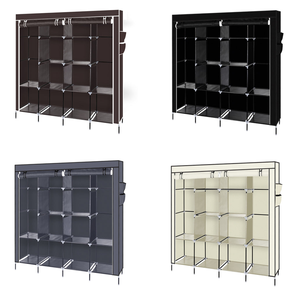 67 Inch Clothes Closet Portable Wardrobe Clothes Storage Rack 12 Shelves 4 - Structured Edge and Material Texture