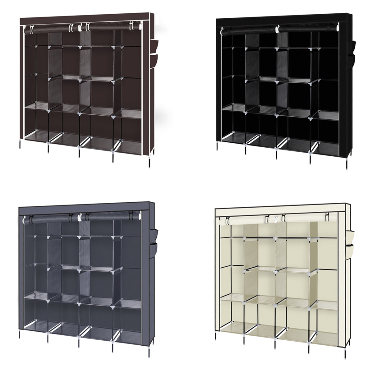 67 Inch Clothes Closet Portable Wardrobe Clothes Storage Rack 12 Shelves 4 - Structured Edge and Material Texture