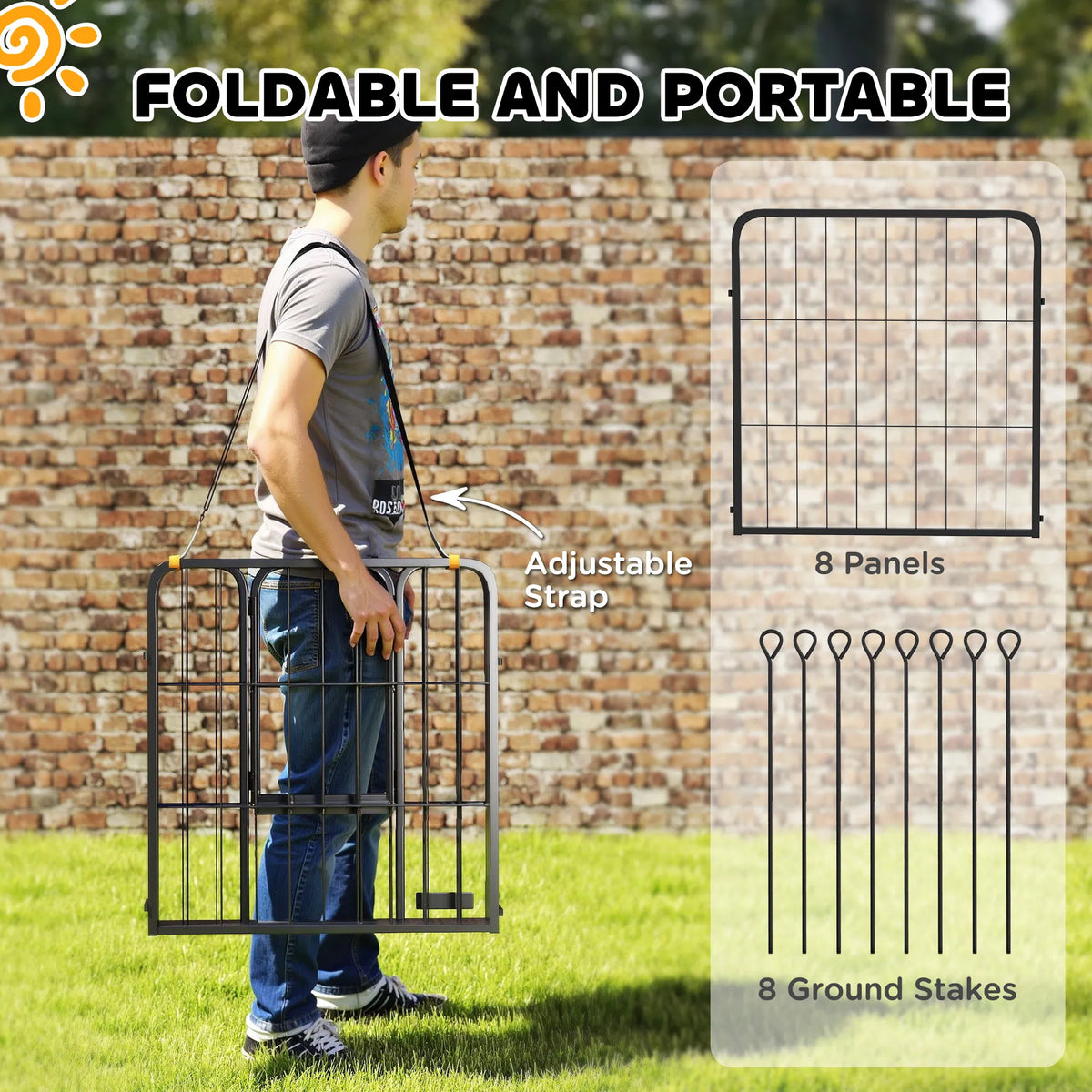 24" Dog Playpen Indoor Outdoor Portable Foldable 8 Panels Pet Playpen with - Image 4