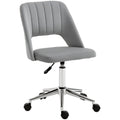 Mid Back Office Chair Velvet Fabric Swivel Scallop Shape Computer Desk Chair Grey
