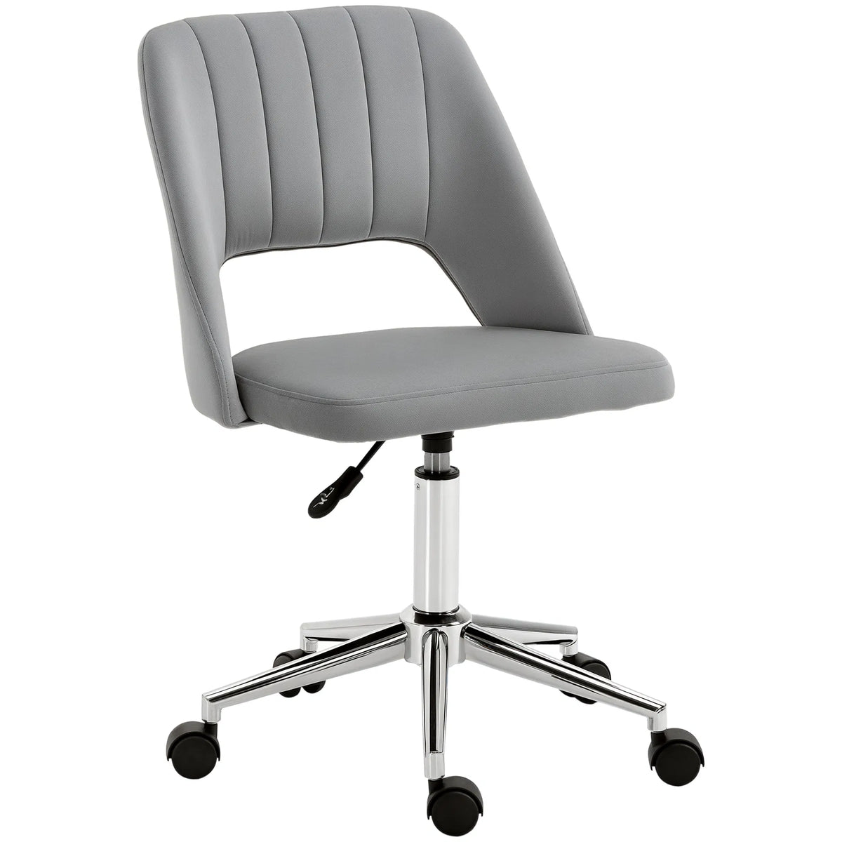 Mid Back Office Chair Velvet Fabric Swivel Scallop Shape Computer Desk Chair Grey