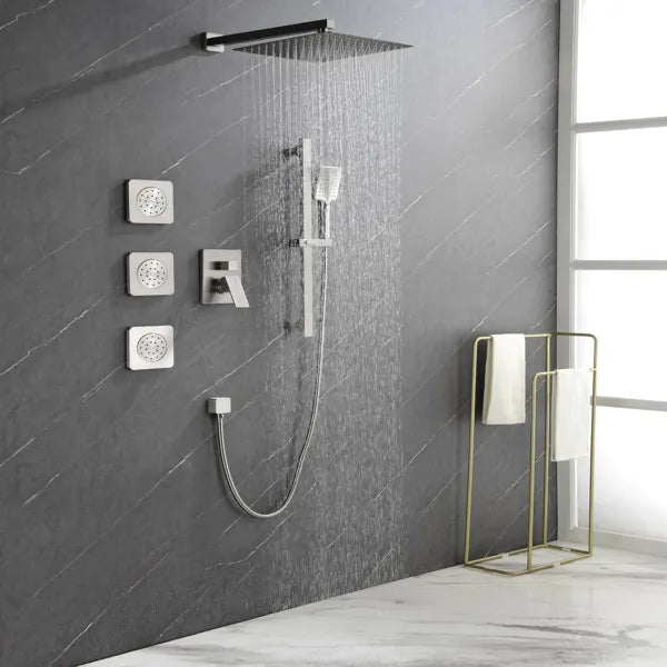 Shower System with Shower Head Hand Shower Slide Bar Bodysprays Shower Arm - Image 2