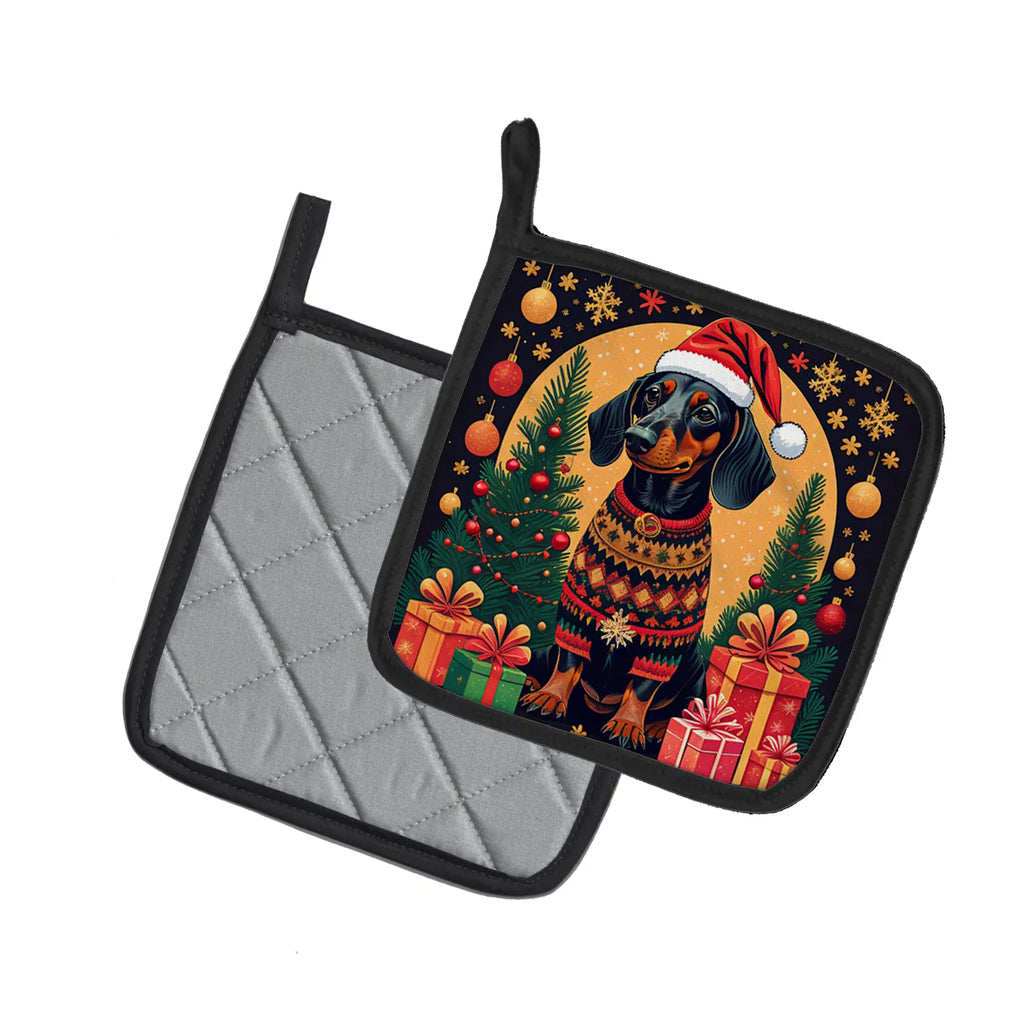 Black and Tan Dachshund Christmas Pair of Pot Holders Kitchen Heat Resistant - Image 5