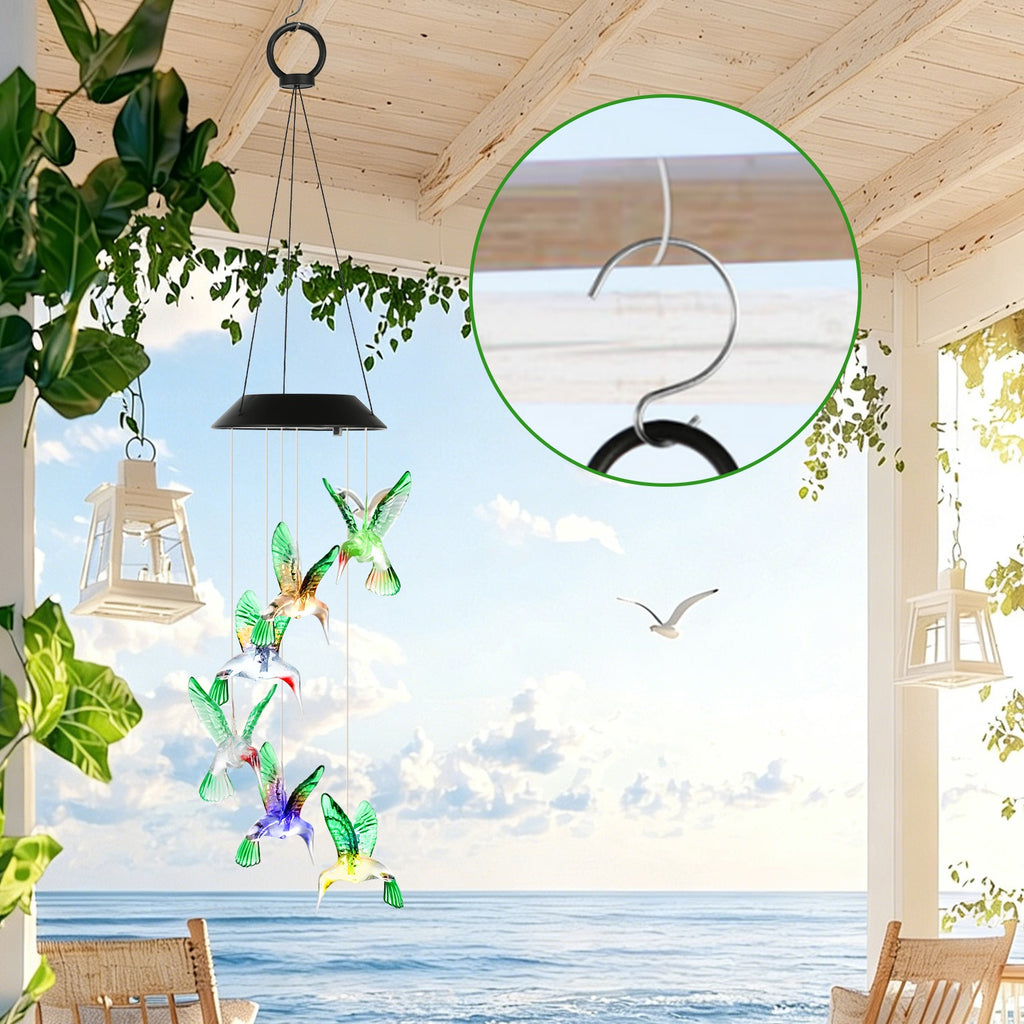 3Pack Solar Hummingbird Butterfly Dragonfly Wind Chimes 7 Color Changing Wind - Image 4