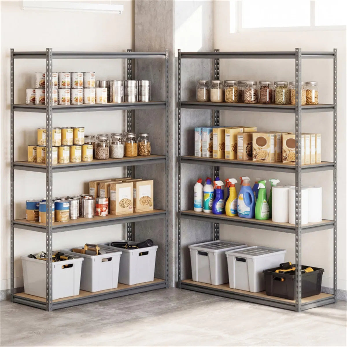5 Tier Heavy Duty Garage Shelving Unit 2200 LBS Total Load Capacity Boltless - Image 2