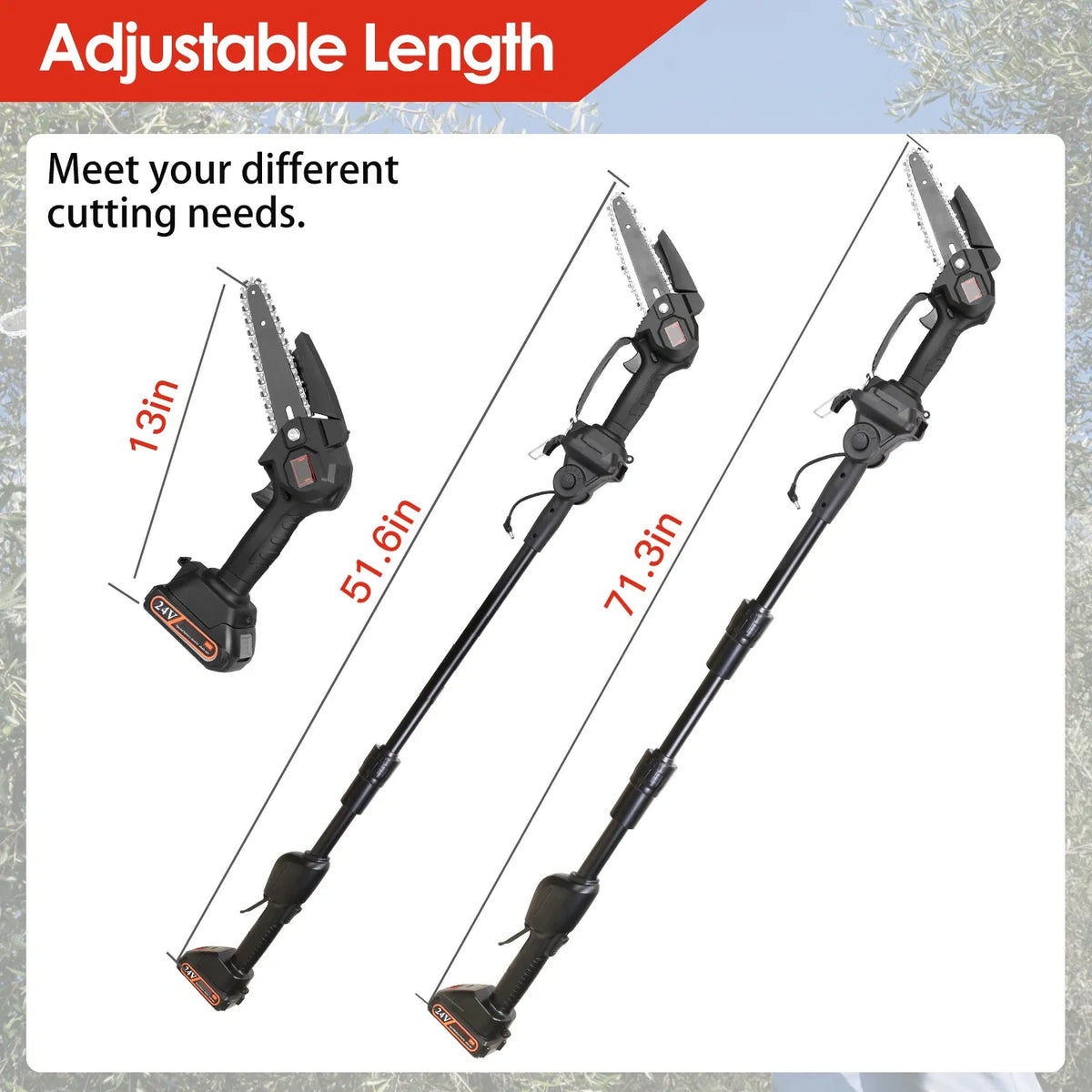 2 in 1 Cordless Pole Saw Brushless Mini Chainsaw Cordless with Pole 2 Pack