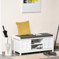 White Entryway Shoe Bench with Sliding Barn Door