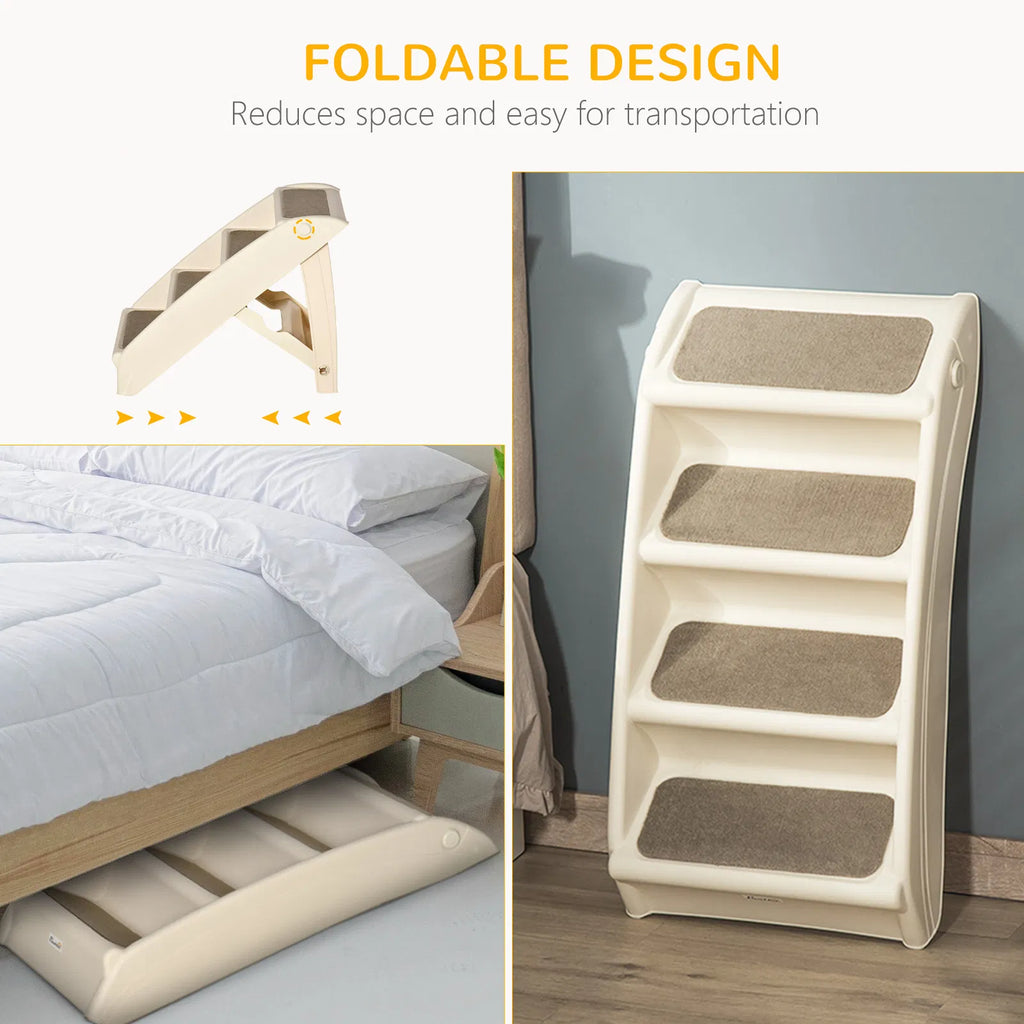 4 Level Portable Dog Stairs Foldable Dog Steps for Small Dogs Lightweight Cat