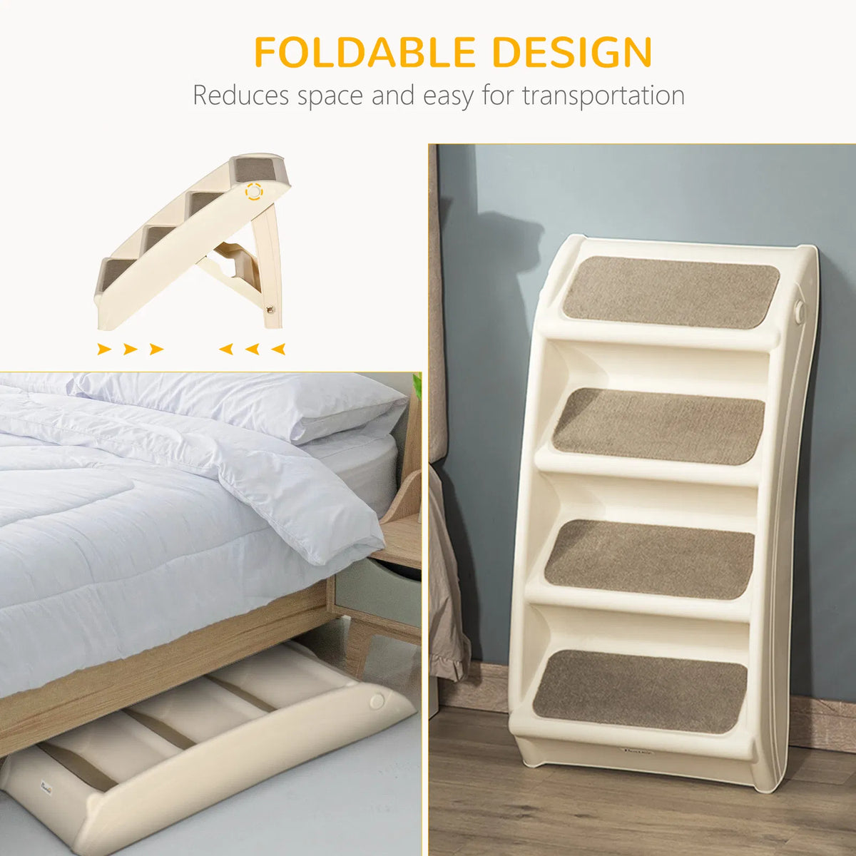 4 Level Portable Dog Stairs Foldable Dog Steps for Small Dogs Lightweight Cat