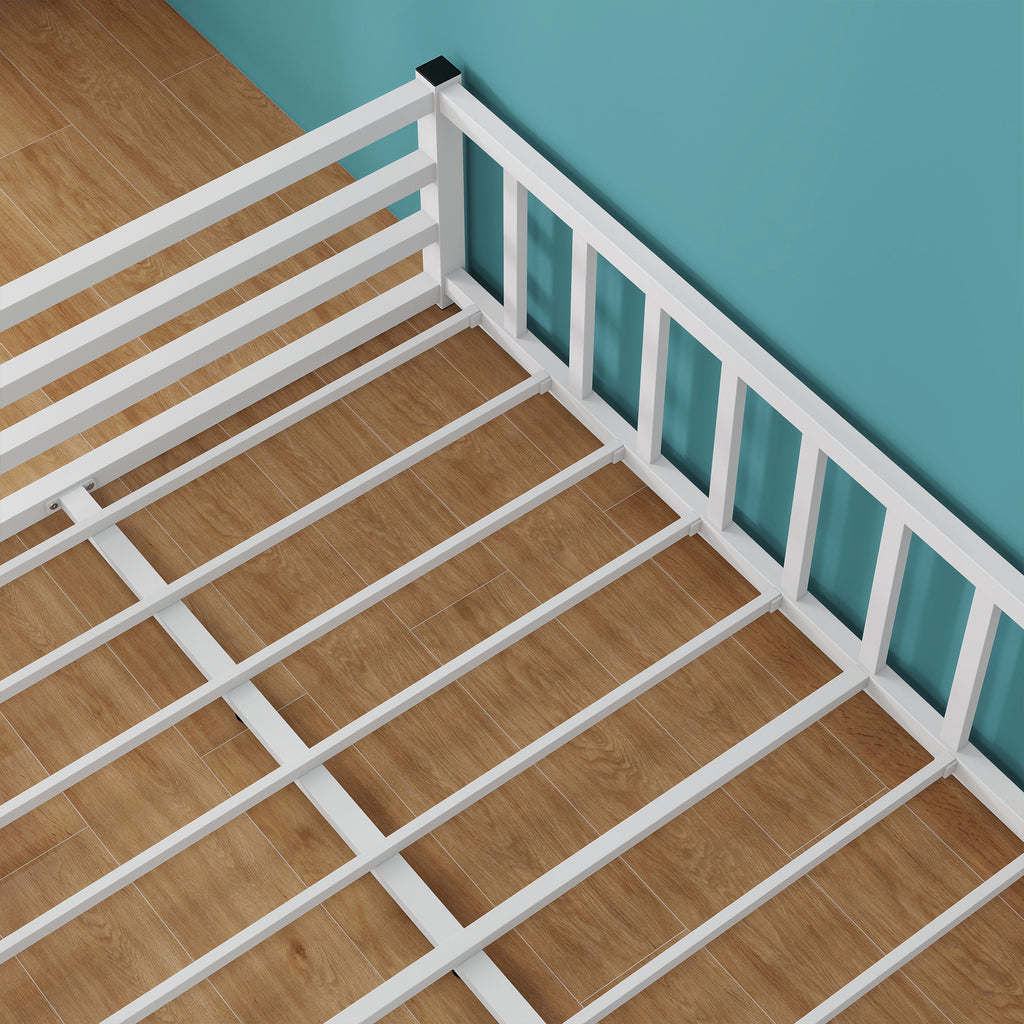 Full Size Floor Bed Low Profile Metal Platform with Heavy Duty Guardrails No - Image 2