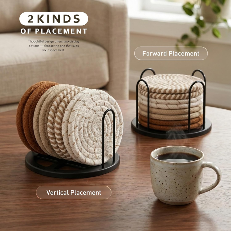 8 Piece 4 Inch Drink Coaster Set Large Non Slip Table Protectors For Hot And - Image 2