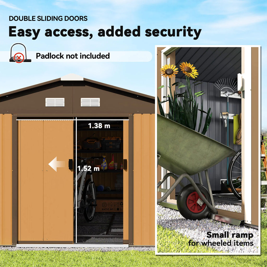 11' x 13'Garden Storage Shed w/ Foundation Kit Metal Tool Storage House w/ - Image 4