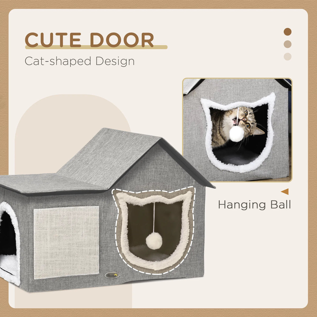 Large Cat Bed for Indoor Cat House Hideaway with Soft Cushion Scratching Pad - Image 4
